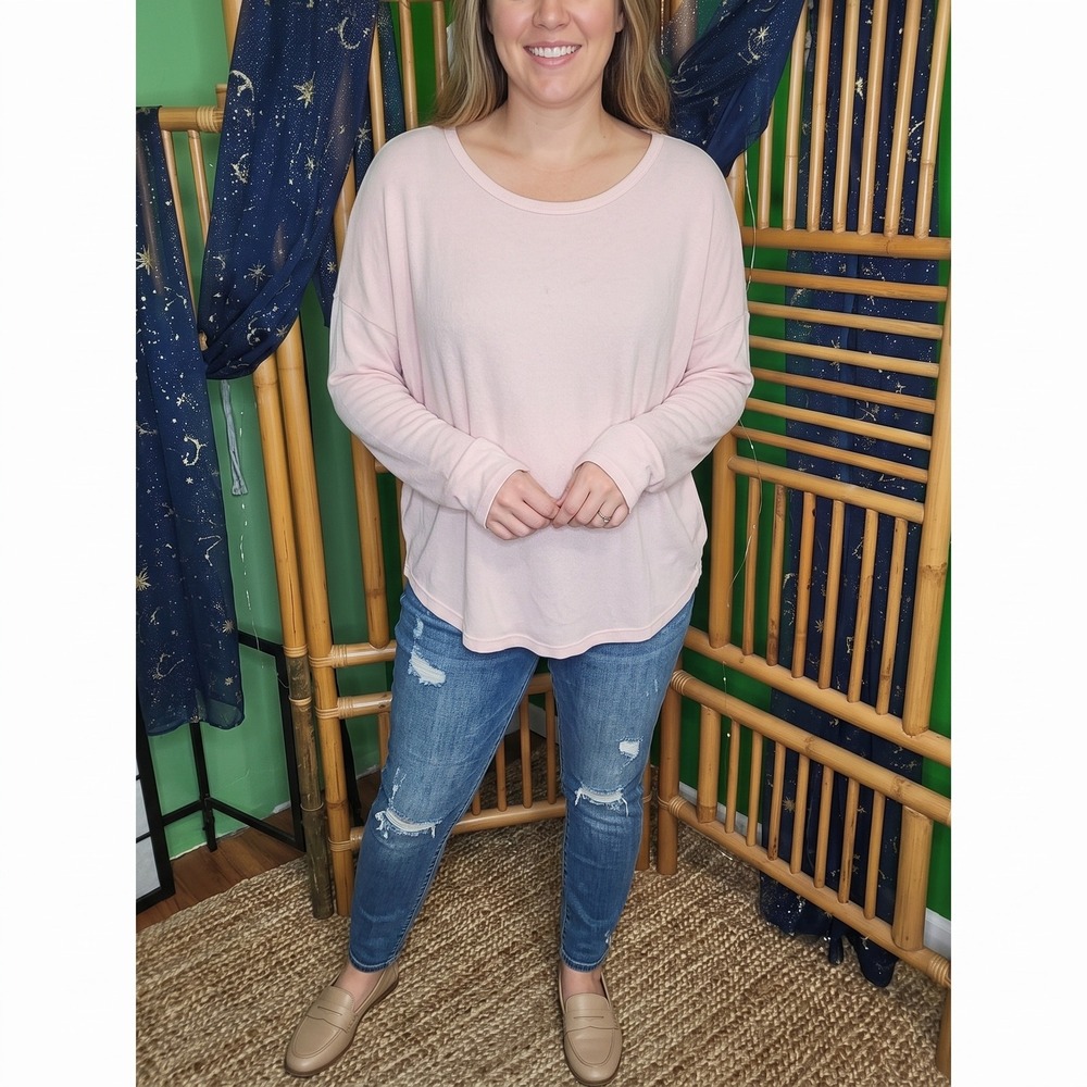 Lucky Brand Light Pink Soft Knit Long Sleeve‎ Slouchy Pullover Medium
